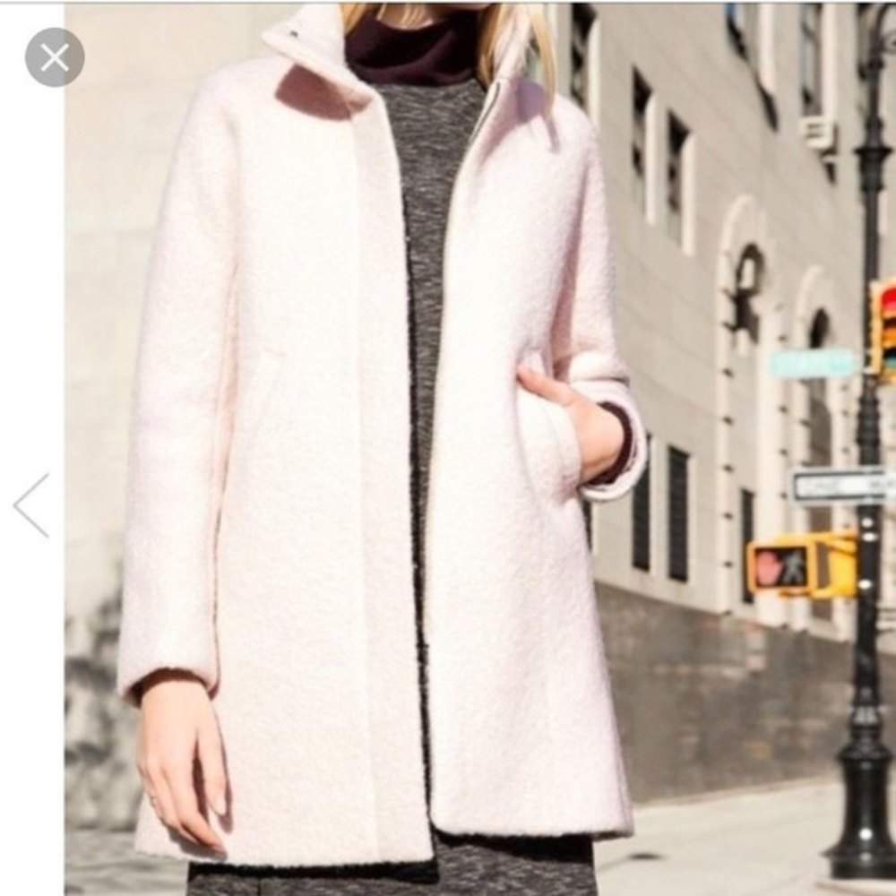 LOFT Funnel-Neck Coat in Pale Pink size Large
